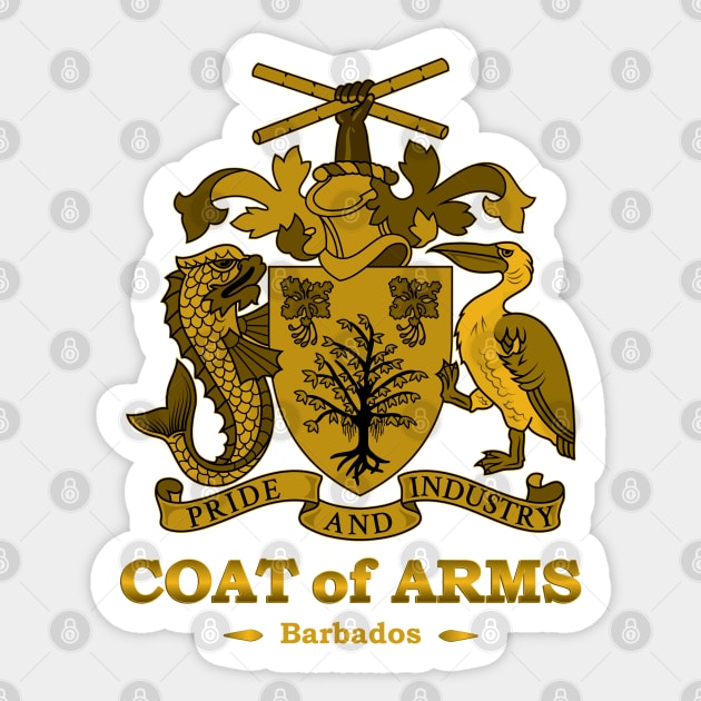 Barbados Coat of Arms Gold Sticker by IslandConcepts